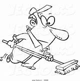 Broom Push Toonaday Sweeping Chores Vecto Leishman Janitor sketch template