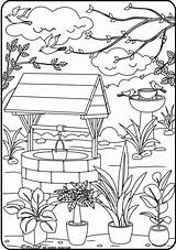 Coloring Pages Printable Wishing Well Sorry Adult Color Drawing Wish Colouring Grown Ups Wells Print Friend Books Kids Painting Make sketch template