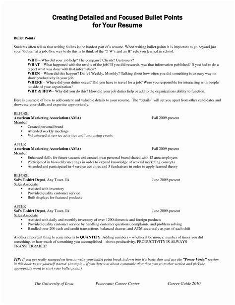 strong resume bullet point examples sutajoyo