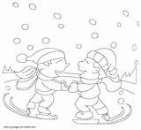 Coloring Winter Pages Skating Seasons Printable sketch template