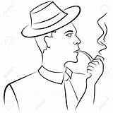 Drawing Outline Pipe Person Man Smoking Hand Getdrawings sketch template