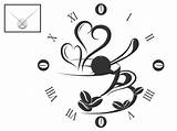 Wandtattoo Kaffee Wandtattoos Motiv Uhren Kaffeetasse Wanduhr sketch template