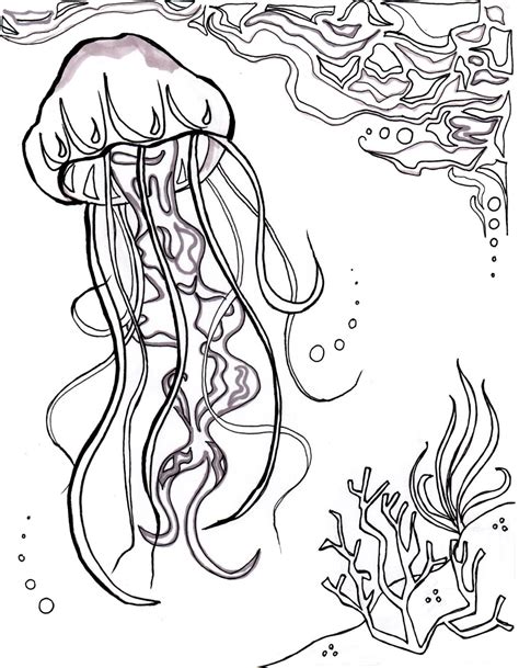jellyfish ocean ocean coloring sheet aquatic art sea etsy