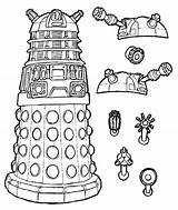Dalek Who Line Drawing Dr Doctor Tardis Coloring Getdrawings Paper sketch template