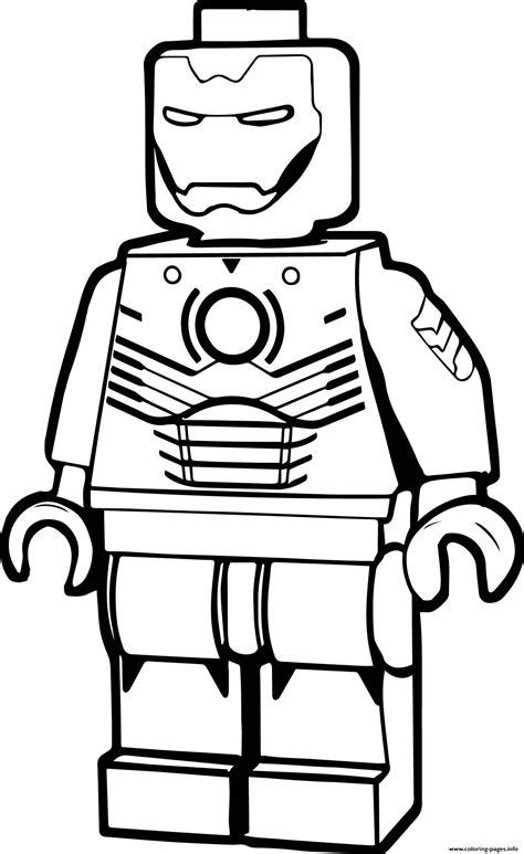 lego iron man cartoon coloring page printable