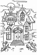 Haunted House Coloring Pages Printable Mansion Halloween Castle Kids Cartoon Scary Disney Sheets Houses Print Clipart Spooky Colouring Sheet Drawing sketch template