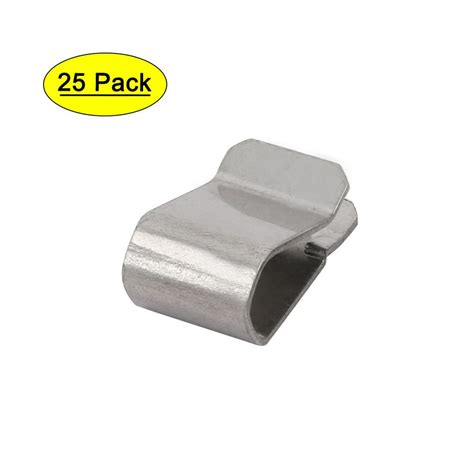 25pcs 21mmx12mm 304 Stainless Steel U Clip Silver Tone For 3 5mm Pipe