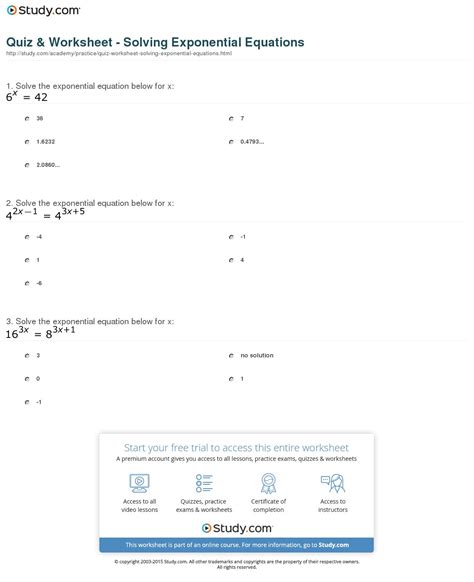 solving exponential equations worksheet db excelcom