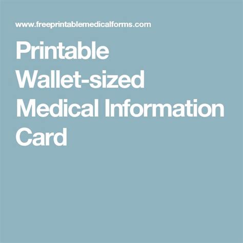 printable wallet sized medical information card medical information
