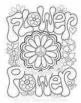 Coloring Pages Flower 70s Color Printable Power Peace Sheets Kids 60s Disco Thaneeya Adult Hippie Mcardle Book Template Books Getcolorings sketch template