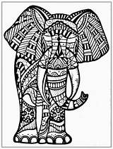 Coloring Pages Elephant Tribal Printable Adult Animal Adults Drawing Big Mandala Abstract Face Clipart Color Animals Dover Flower African Complex sketch template