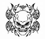 Coloring Demon Pages Skull Tribal Tattoo Drawings Stencil Tattoos Designs Totenkopf Demons Stencils Evil Head Color Printable Skulls Getdrawings Choose sketch template