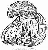 Zentangle Mushroom Stylized sketch template