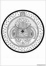 Pages Cosmic Mandala Spheres Indian Coloring Color Online sketch template