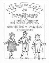 Coloring Pages Sibling Sisters Brothers National Siblings Thessalonians Bible Doing Good Tired Grow Never 13 Color Colouring Don Flandersfamily Printable sketch template
