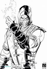 Mortal Kombat Scorpion Drawing Goro Pages Getdrawings sketch template