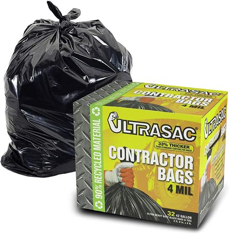 Extra Heavy Duty Contractor Bags 42 Gallon 4 Mil 32 Pack W Ties