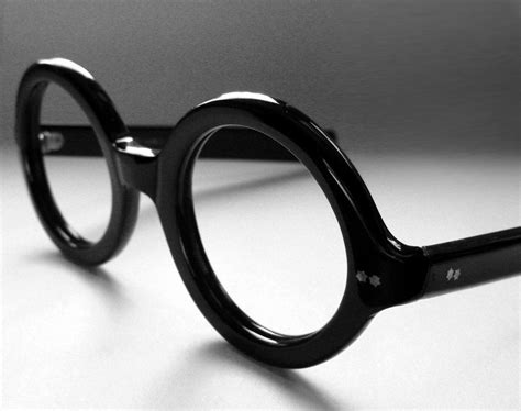 Vtg 60 S Large 360 Round Black Eyeglass Frames France