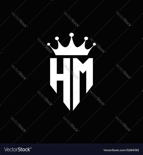 hm logo monogram emblem style  crown shape vector image