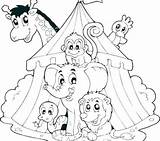 Circus Coloring Pages Animals Sheets Printable Tent Peeking Through sketch template