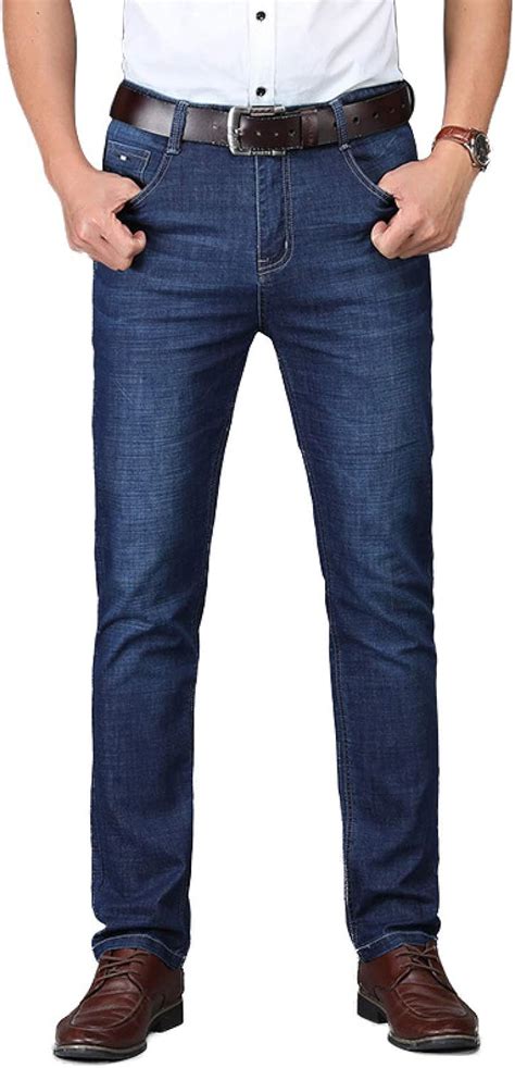 jeans en denim elegant  jambe droite classique pour homme pantalon long mince daffaires