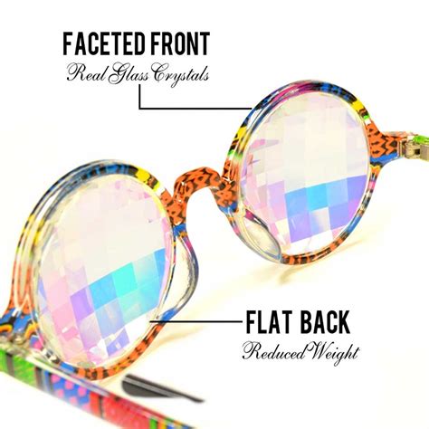 glofx tribal kaleidoscope glasses bug eye rainbow flat back