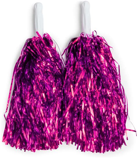 juvale pink cheerleading pom poms metallic foil fringe  pairs