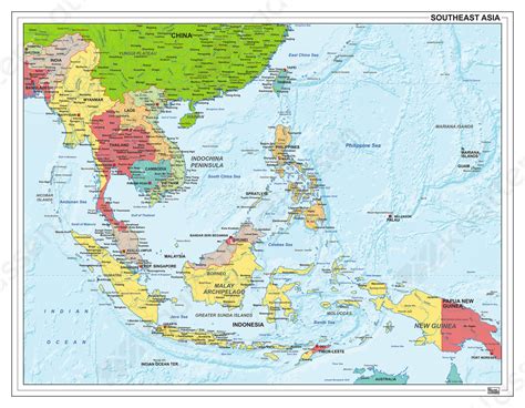 kaart van zuidoost azie staatkundig  kaarten en atlassennl