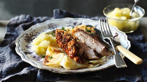 Slow Roasted Pork Belly With Boulangère Potatoes Recipe Bbc Food