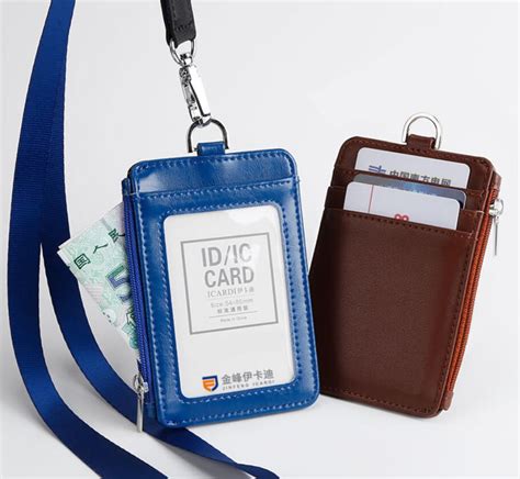 premium wallet pu leather id card holder id badge holder  zipper