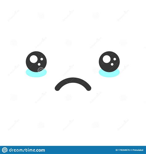 Sad Crying Kawaii Cute Emotion Face Emoticon Vector Icon