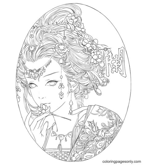 aesthetics girl  jewelry coloring page  printable coloring pages