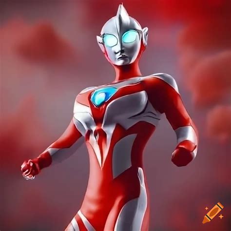 female ultraman   ground red  silver body single color timer