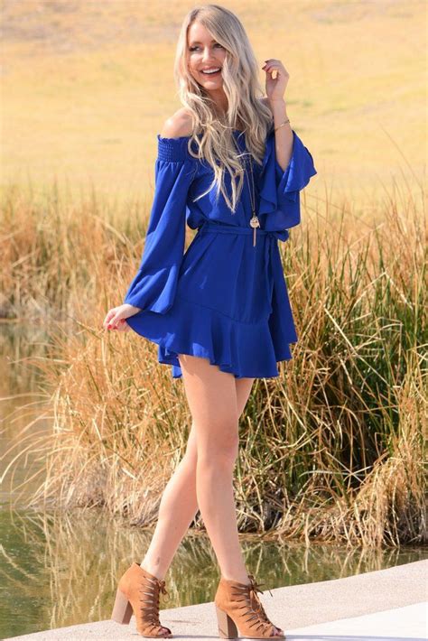 flirty ruffle dress royal blue beautiful outfits babe dress flirty dresses