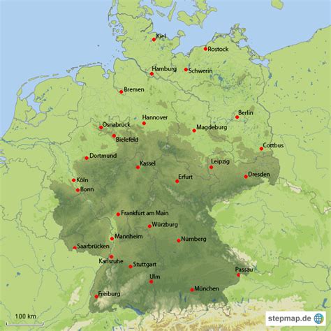 stepmap  mit staedten landkarte fuer deutschland