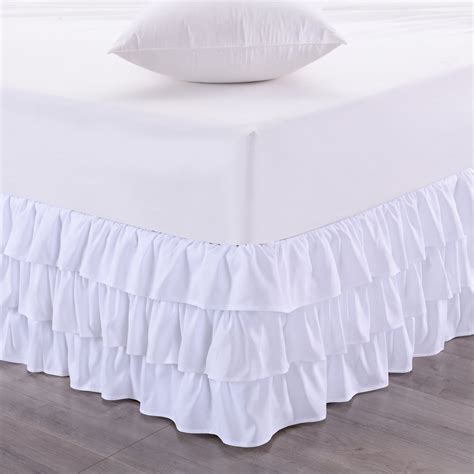 sweet home collection white ruffled chenille bed skirt queen washable