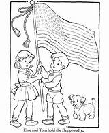 Constitution Coloring Pages Hold Flag Boy Girl Printable Print sketch template