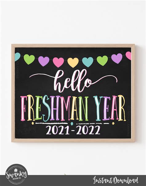 day  freshman year sign printable  day sign etsy