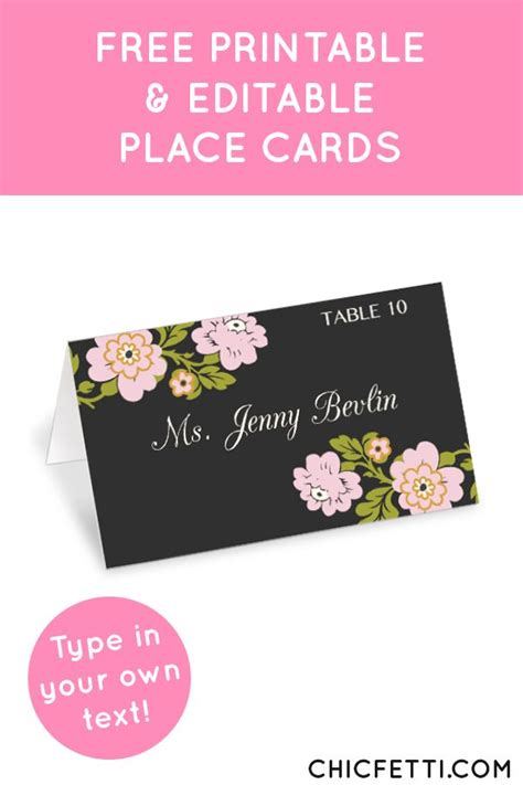 whimsical botanical printable place cards chicfetti  place card