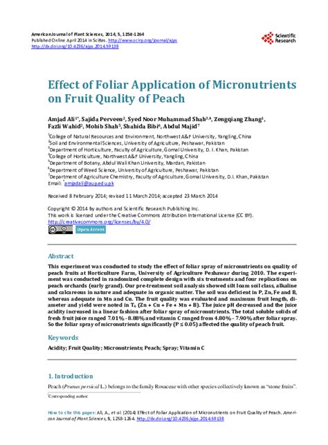 effect  foliar application  micronutrients  fruit quality