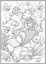 Coloring Mermaid Doverpublications Dover Sirena Adultos Livros Titles Atividadesparaprofessores Artigo sketch template