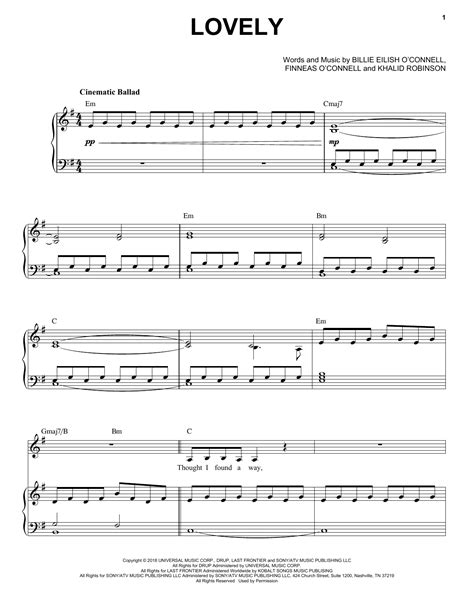 billie eilish feat khalid lovely   reasons  sheet  notes pop score piano