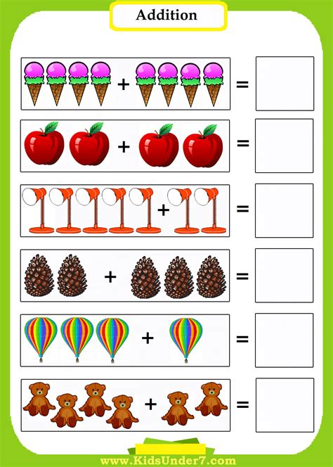 printable addition worksheets kindergarten