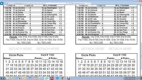 pleaser bets   nfl  printable parlay cards  printable