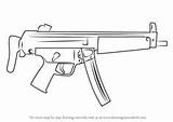 Gun Draw Machine Step Drawing Drawings Weapons Fire Tutorials Sketch Guns Mp5 Drawingtutorials101 Other Imagenes Techniques Coloring sketch template