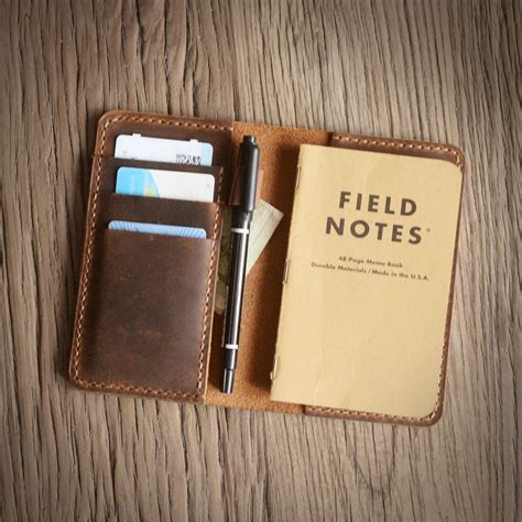 handmade field notes notebook cover pocket size brown  extra