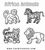 Coloring Animals Pages Zoo Safari African Animal Printable Africa Clipart Preschool Kilimanjaro Worksheets Jungle Savanna Sheets Activities Crafts Books Cliparts sketch template
