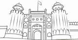 Pakistan Fort Lahore Minar Printable Colouring sketch template