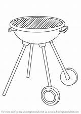 Grill Bbq Draw Step Drawing Objects Everyday Tutorials Drawingtutorials101 sketch template
