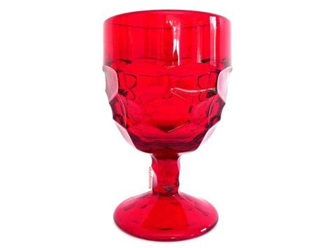 vintage ruby red glass viking georgian wine water goblet